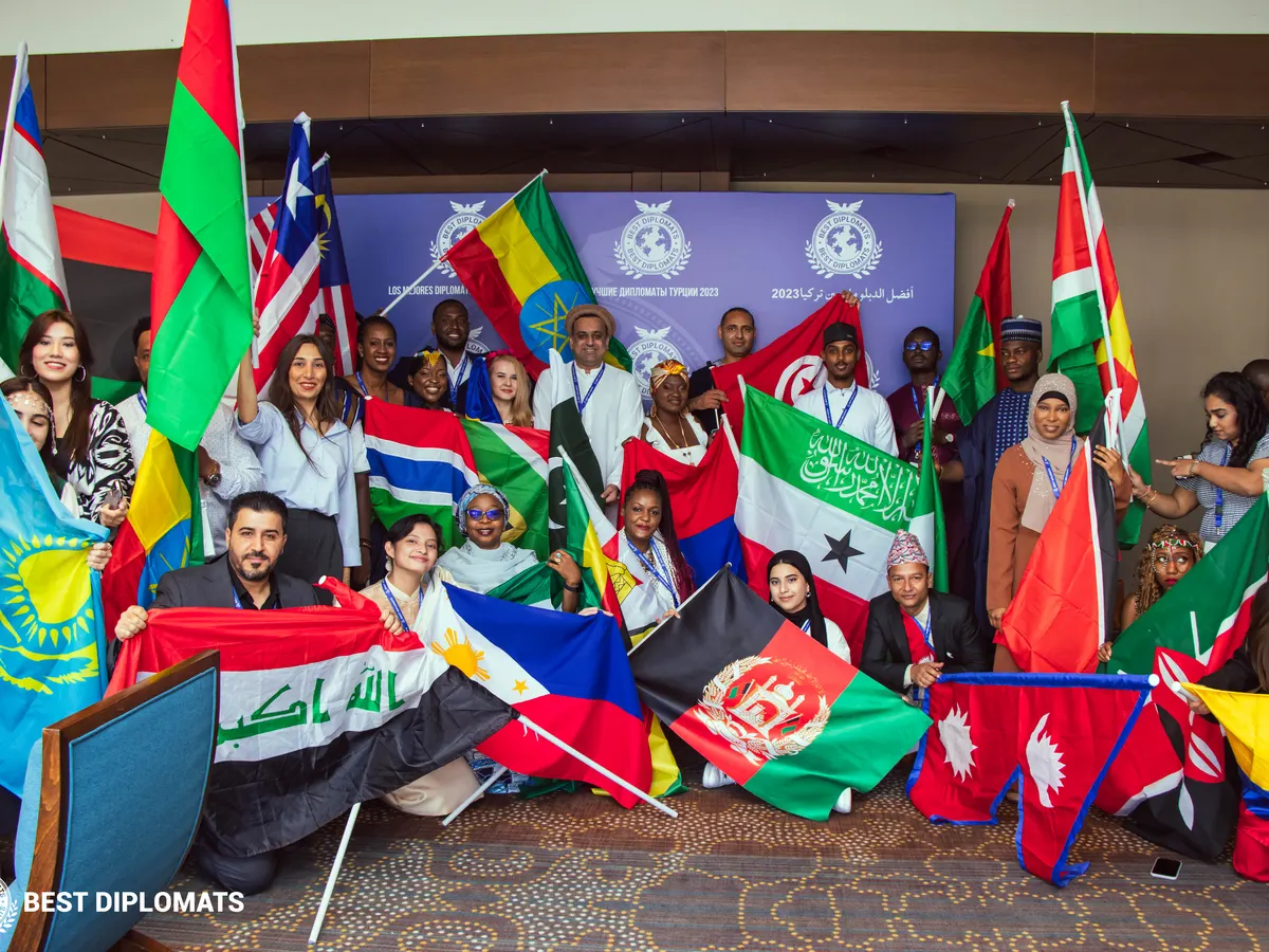 Delegates with their national flags at the Istanbul conference
