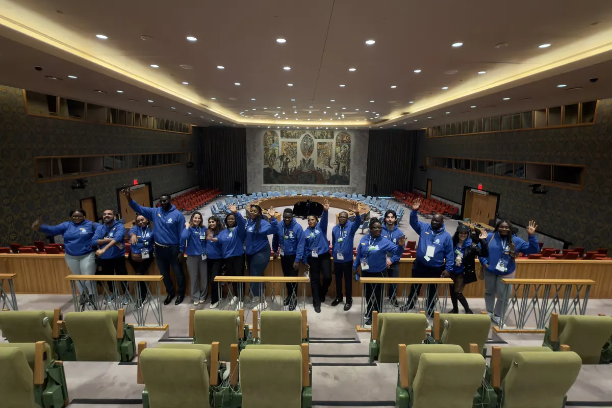 The New Jersey delegation in the Security Council Chamber at United Nations Headquarters, New York