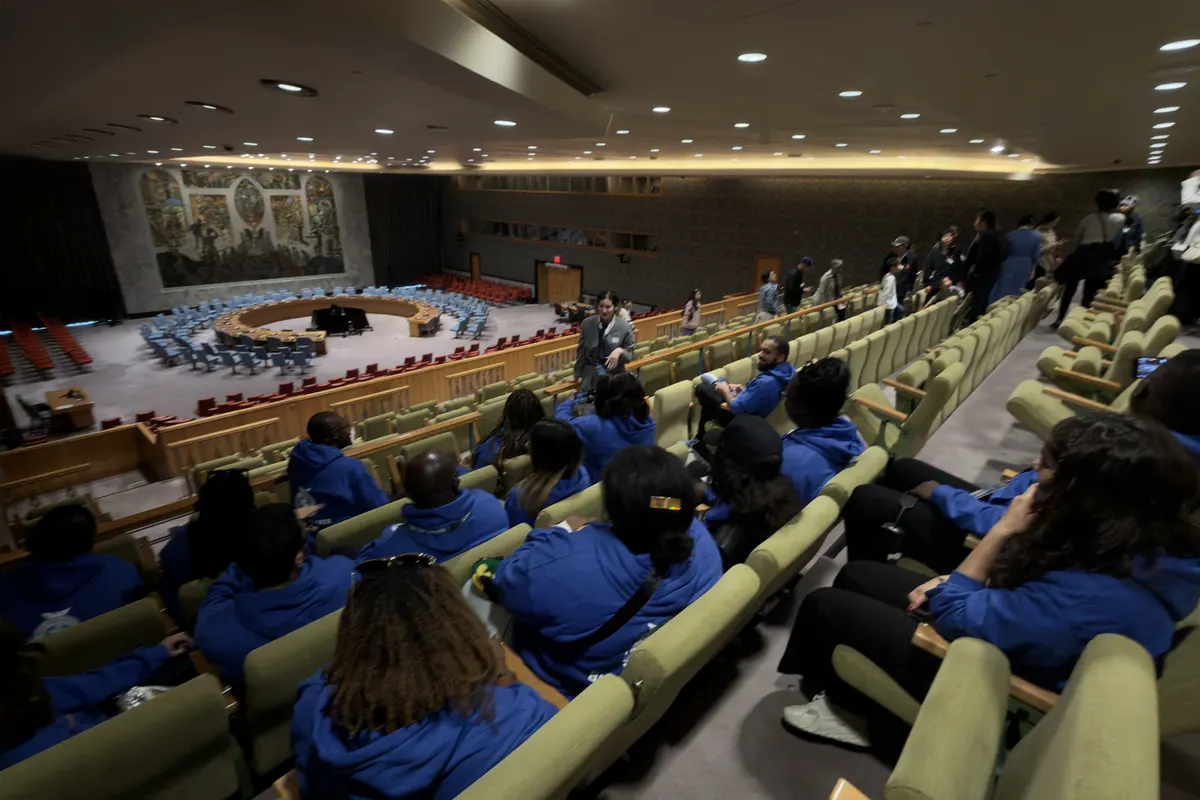 The New Jersey delegation in the gallery of the Security Council Chamber, New York