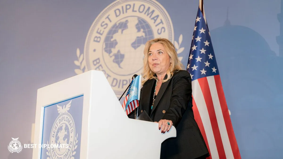 Best Diplomats conference speaker at the podium